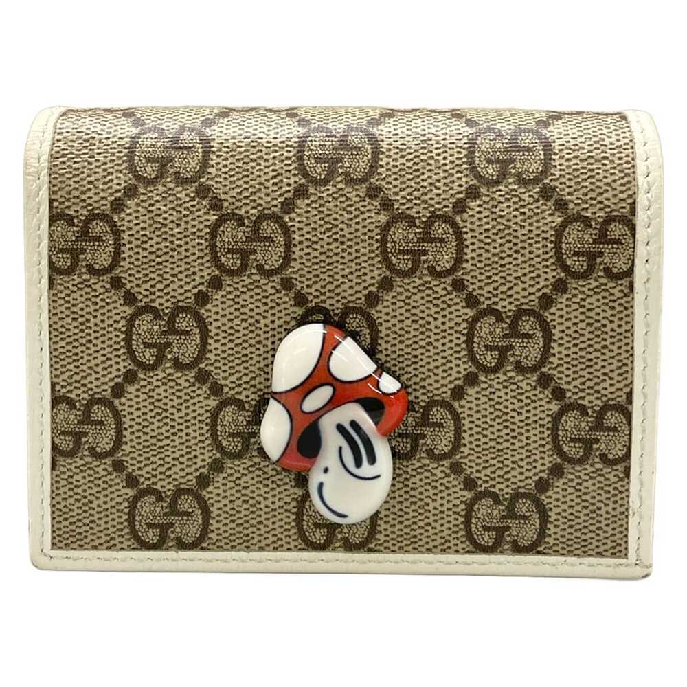Gucci Bifold Wallet 784729 Beige White PVC Leather